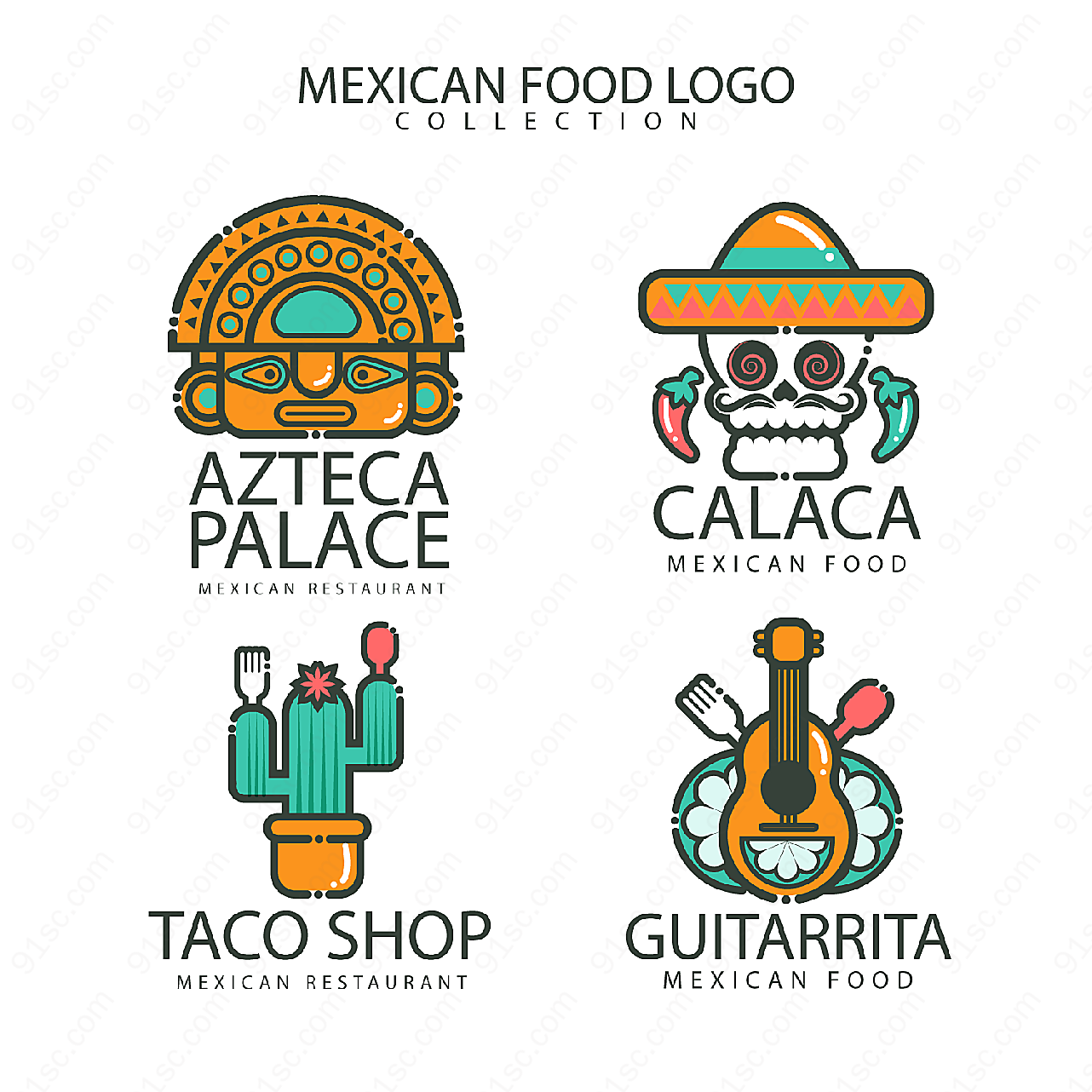 卡通墨西哥餐馆标矢量logo图形