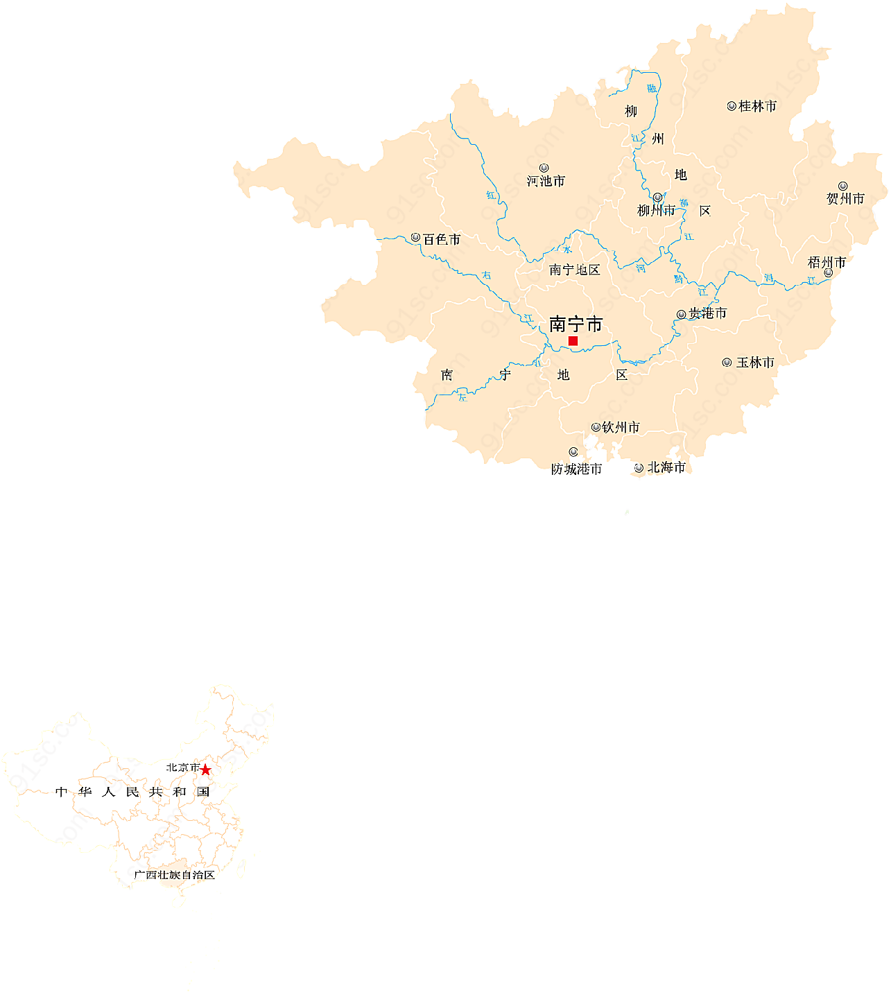 广西省矢量地图