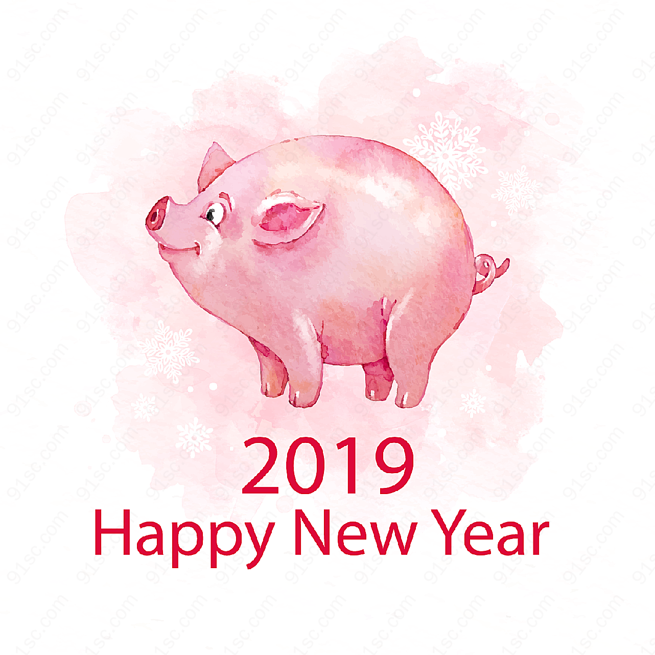 2019水彩猪矢量春节