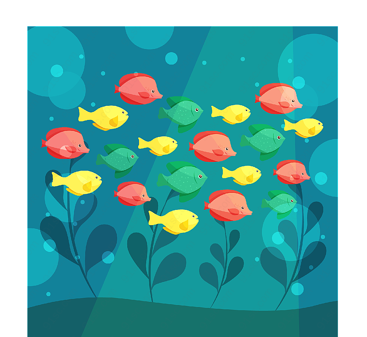 彩色海底鱼群水中生物