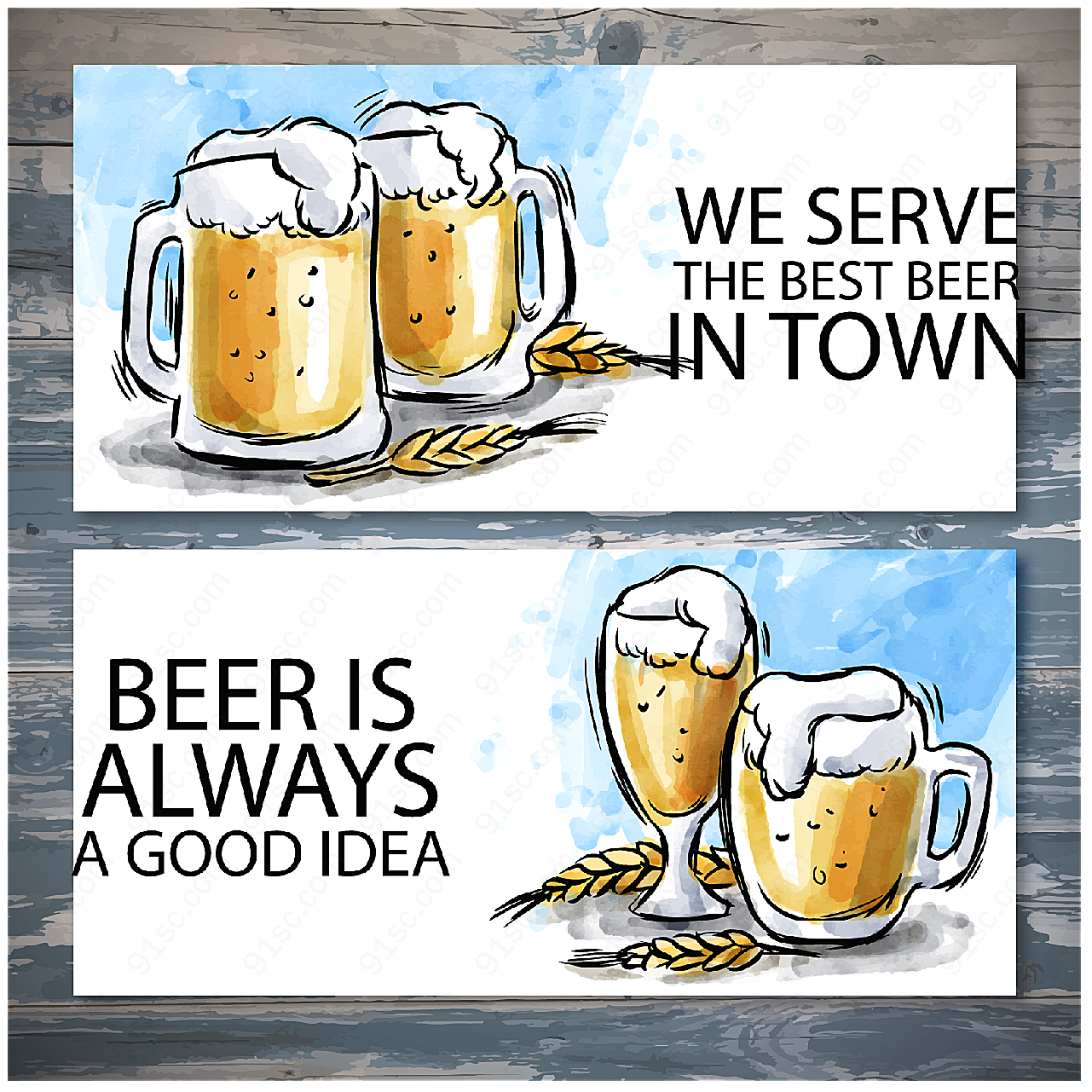 手绘啤酒节海报平面广告