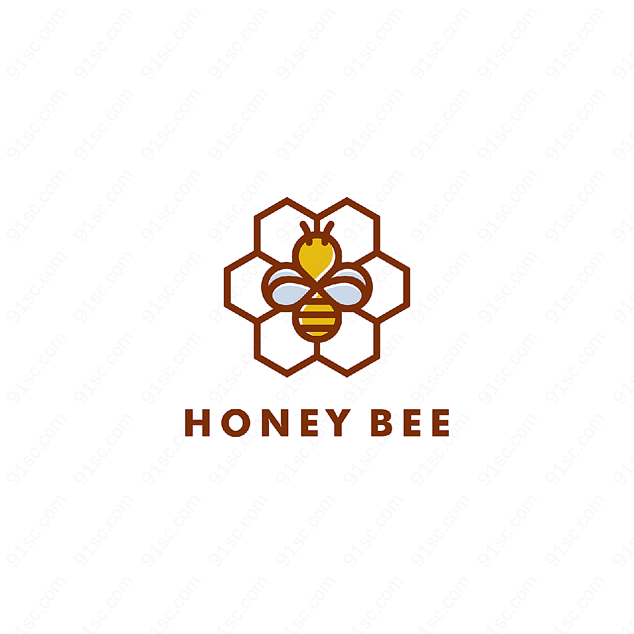 蜜蜂与字母标志矢量logo图形