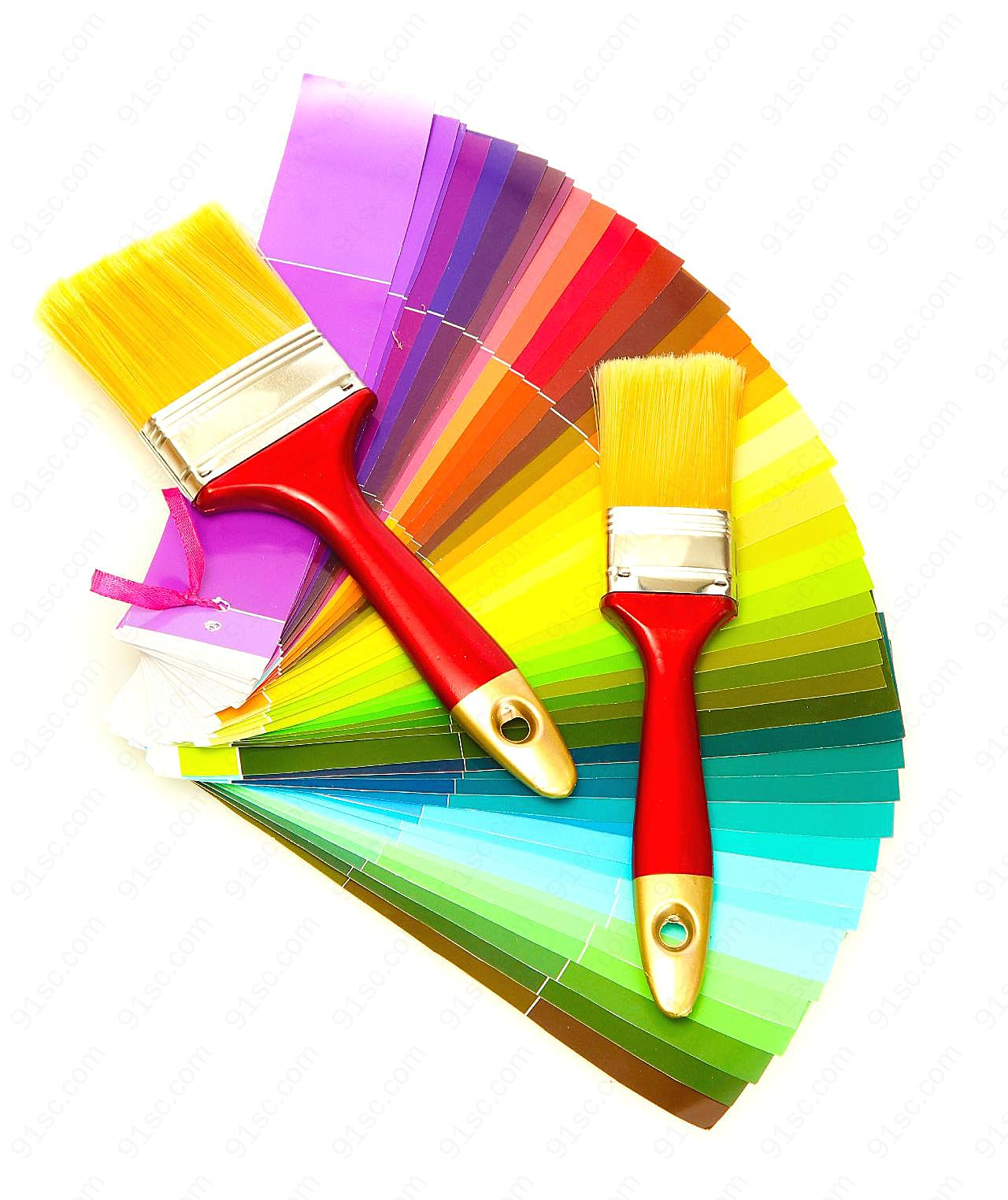 彩色纸和刷子图片下载创意设计图片