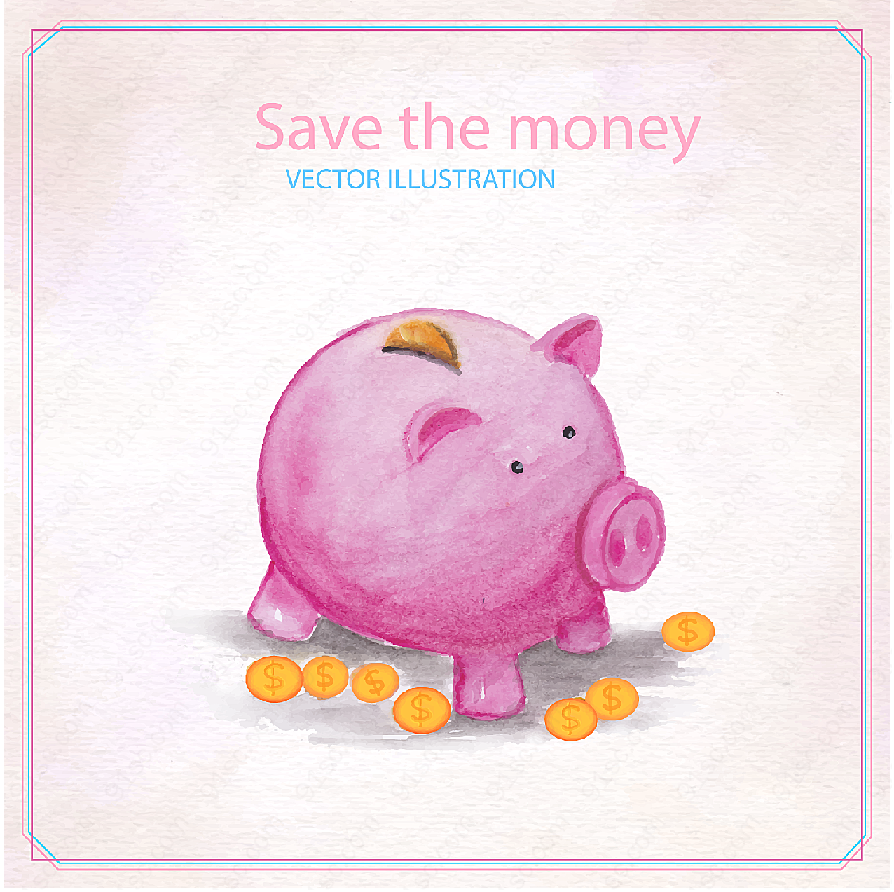 猪存钱罐和金币矢量商务金融