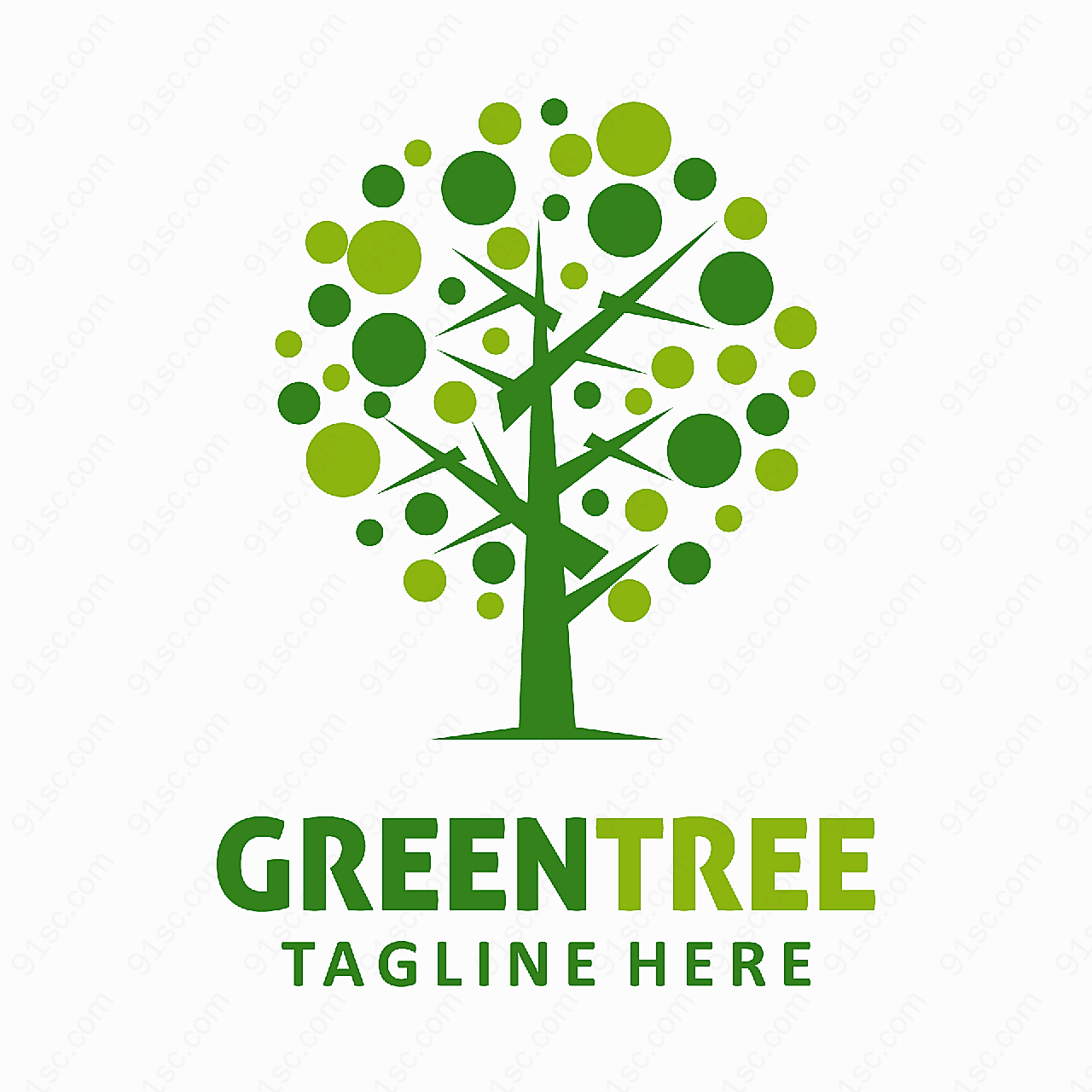 绿叶与树木元素标志矢量logo图形