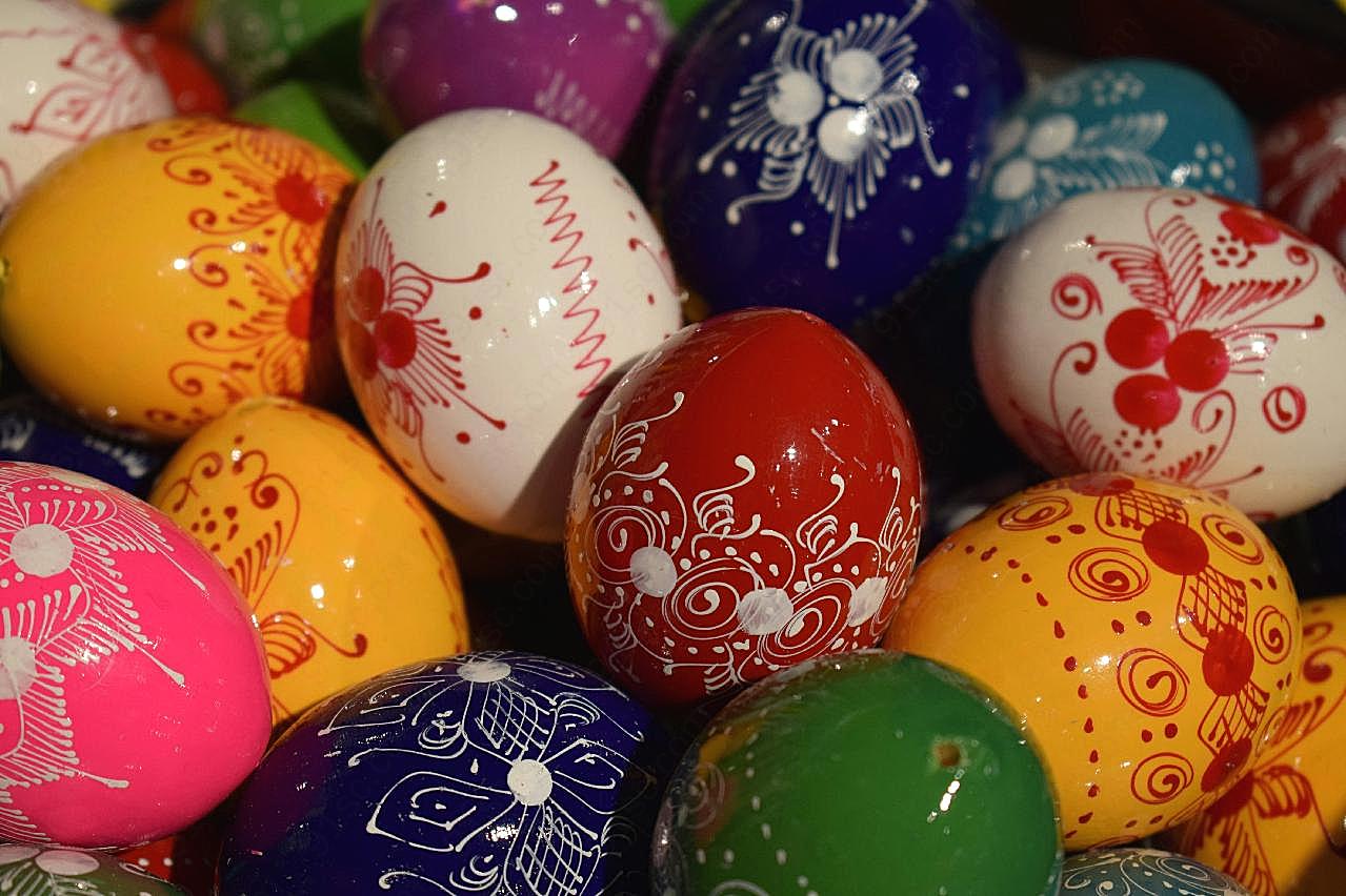 复活节漂亮彩色鸡蛋图片摄影
