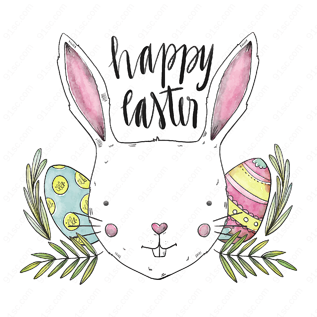 复活节白兔和彩蛋其它矢量节日其它