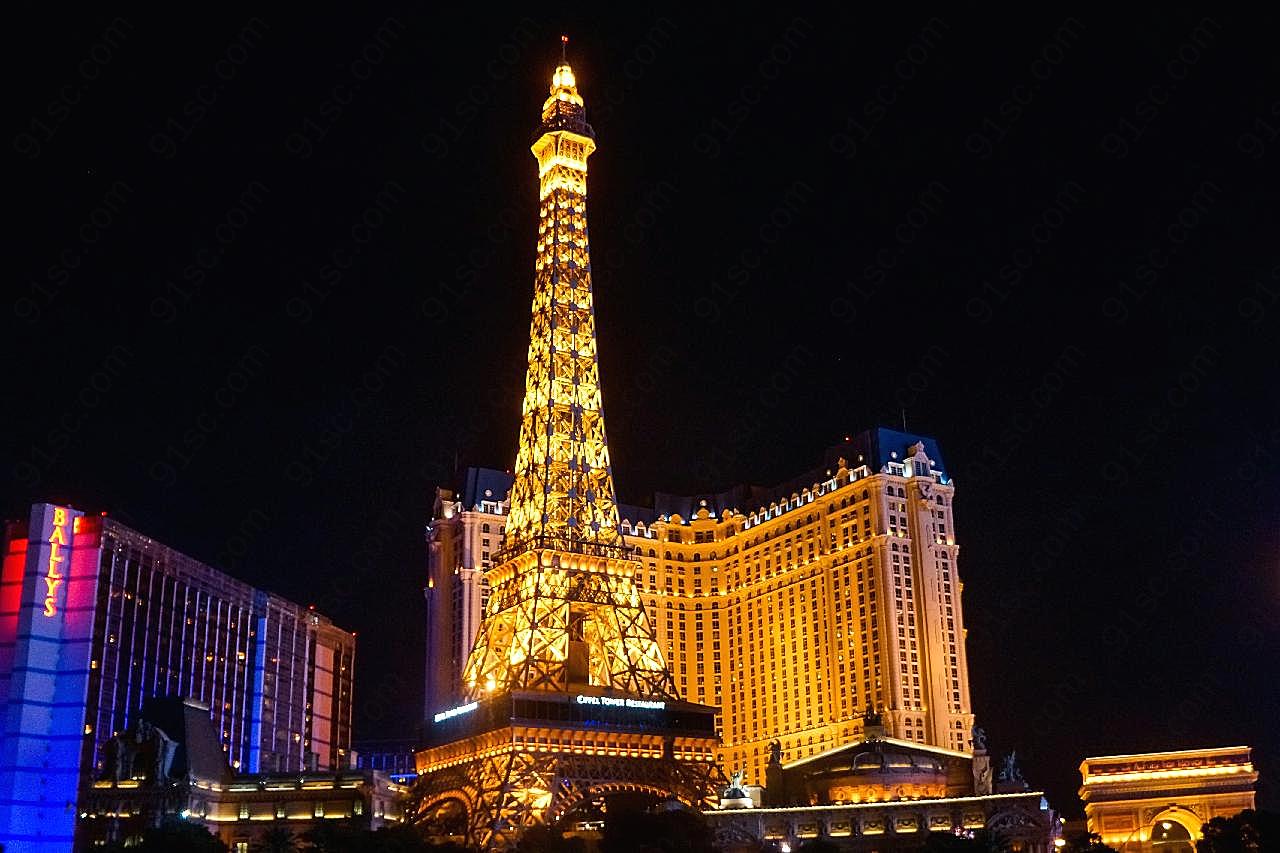 法国铁塔夜景图片高清建筑