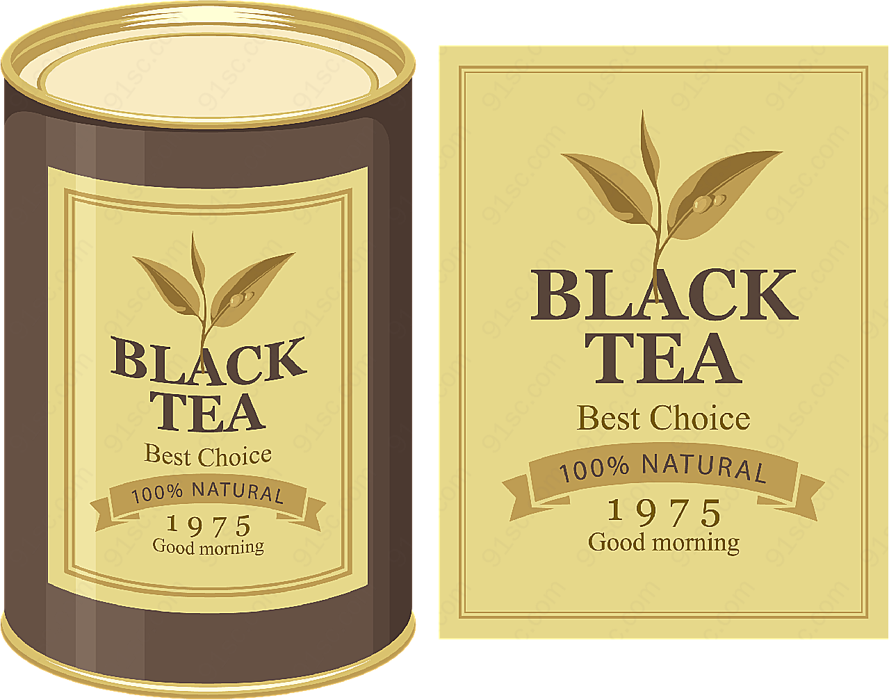 黑茶包装标签矢量包装设计