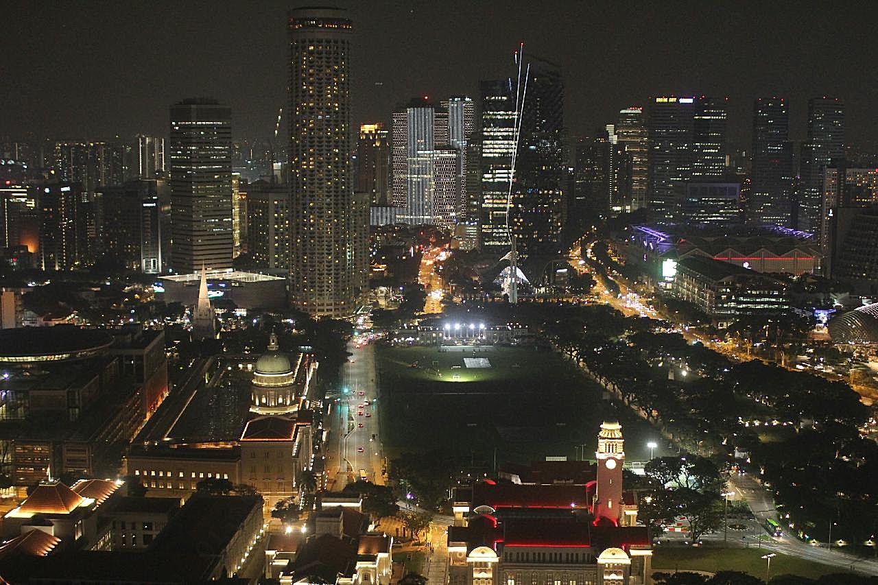 新加坡城市夜景图片高清建筑