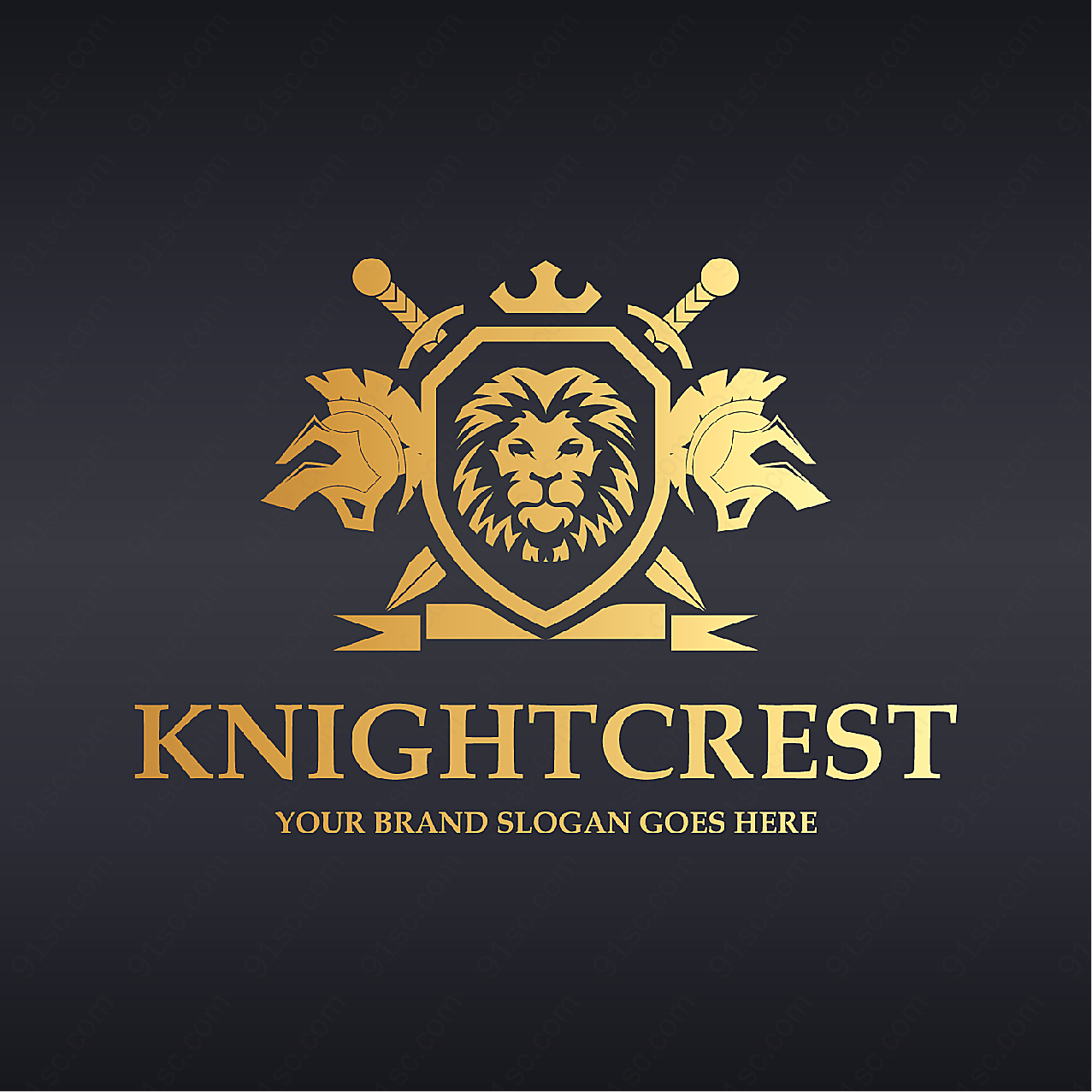 金色骑士盾牌logo矢量logo图形