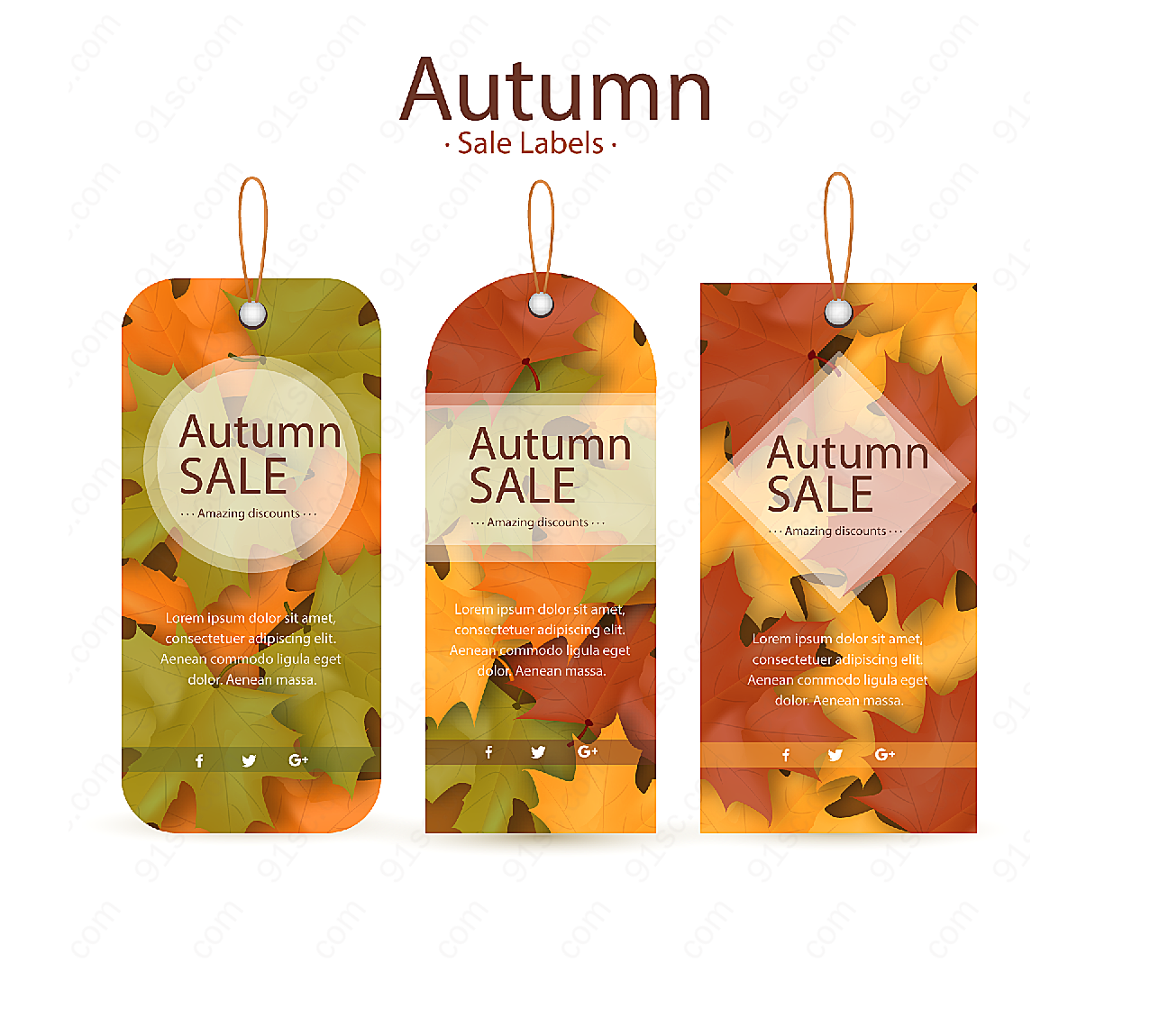 秋季树叶装饰吊牌平面广告