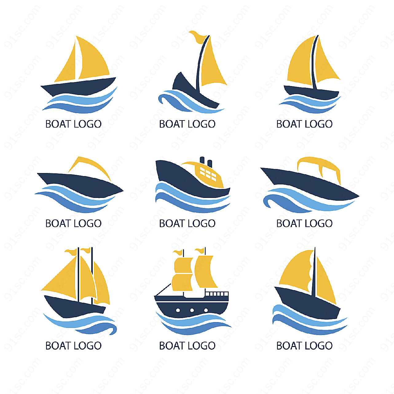 创意船标志矢量logo图形