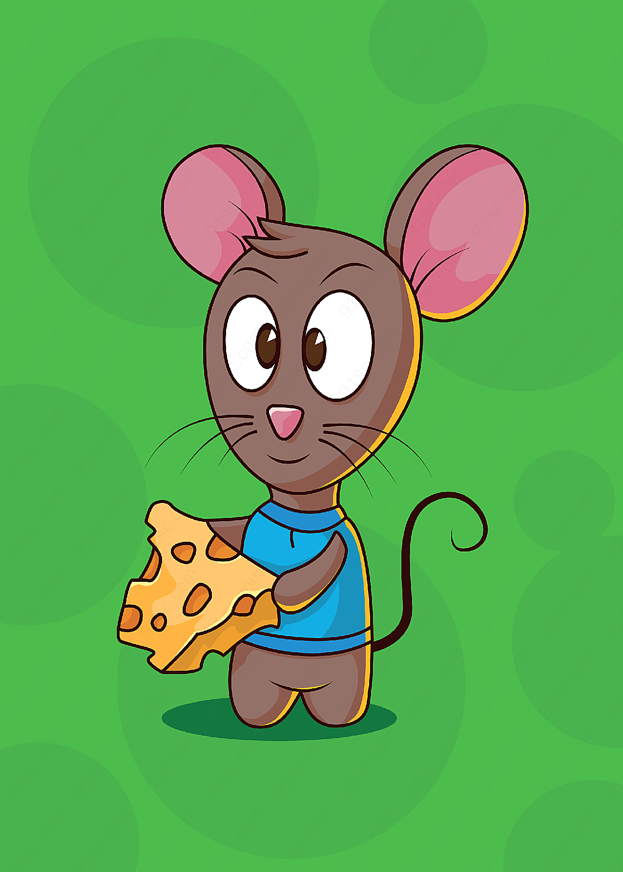 吃奶酪的老鼠矢量卡通动物