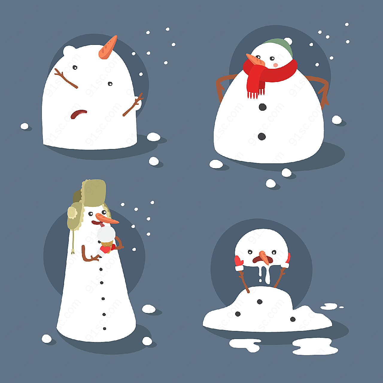 可爱雪人设计矢量圣诞节