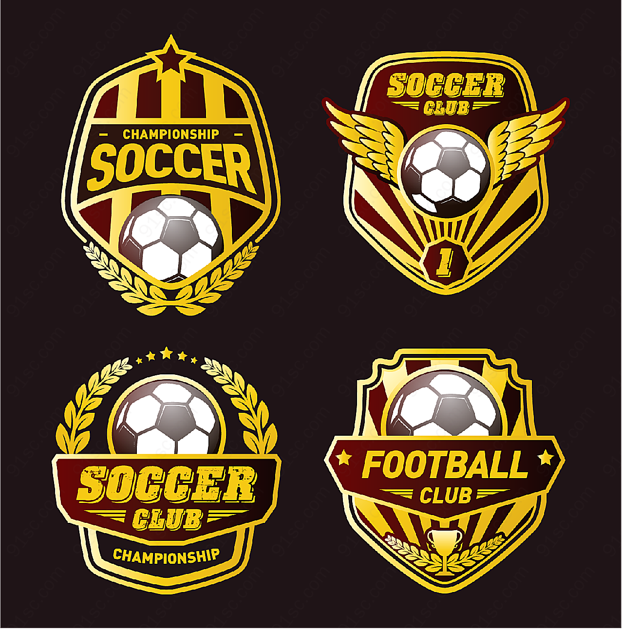 足球徽标设计矢量徽章图形