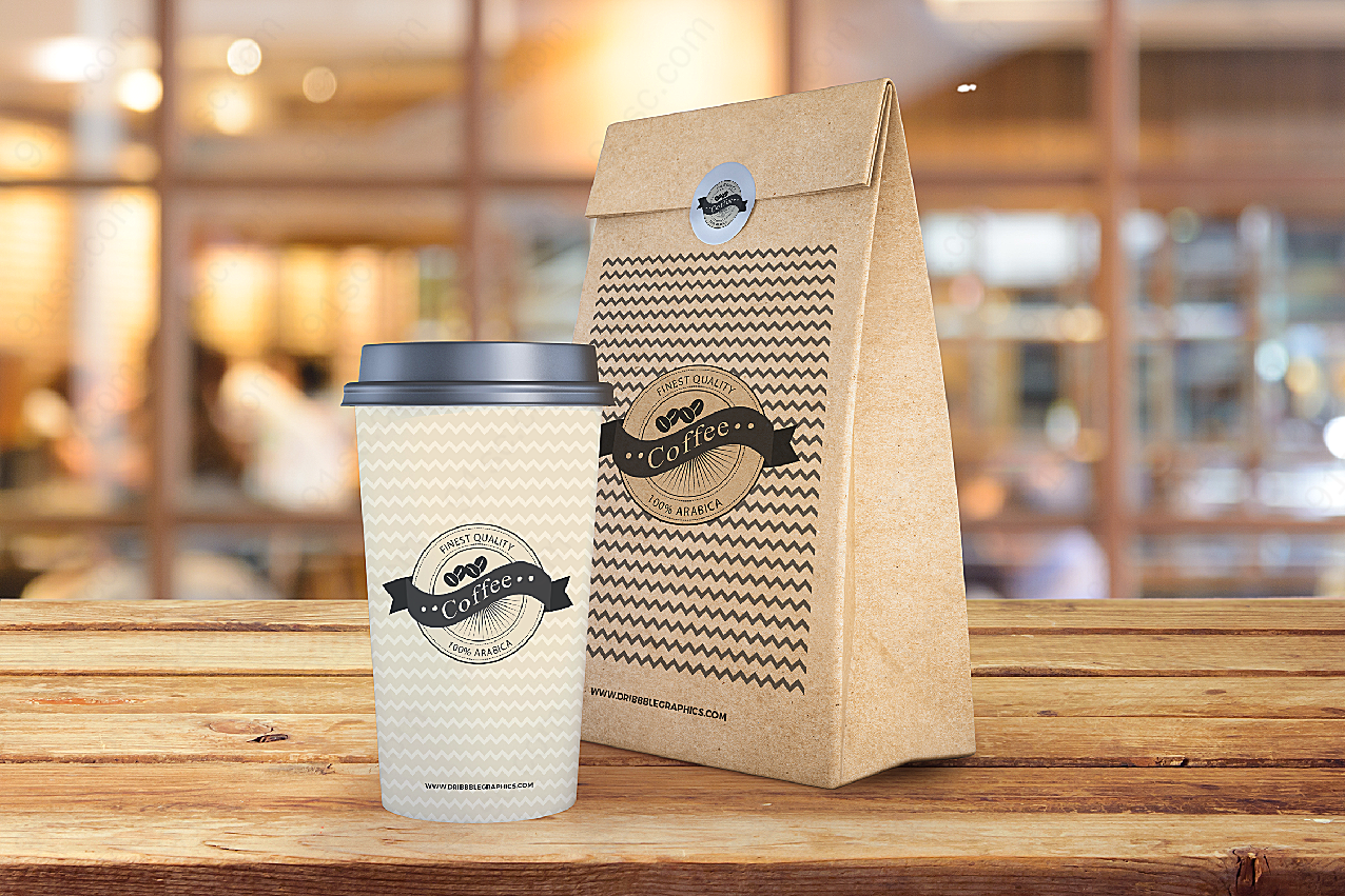 咖啡杯包装袋样机包装设计