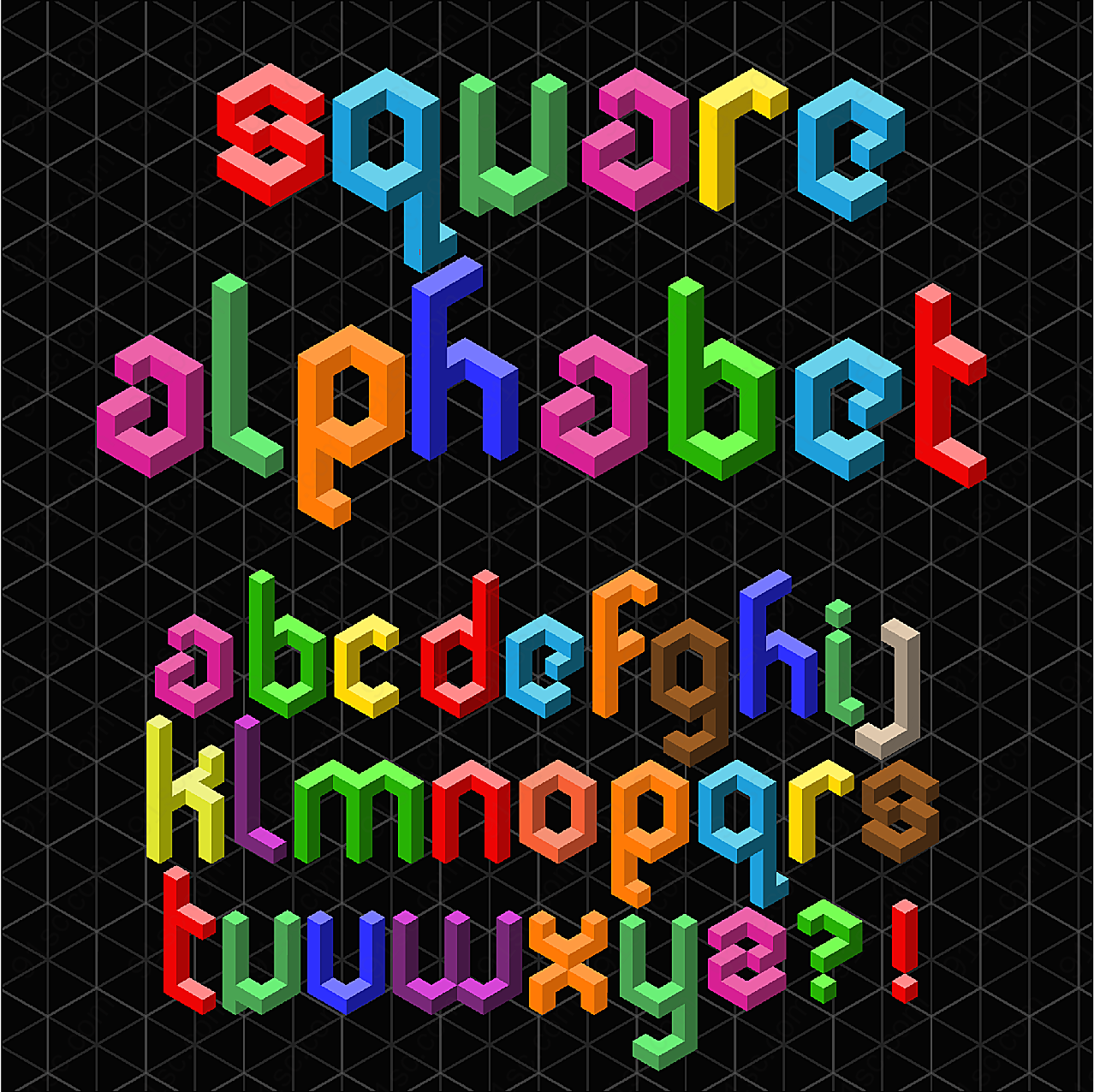 三维立体字母矢量艺术字