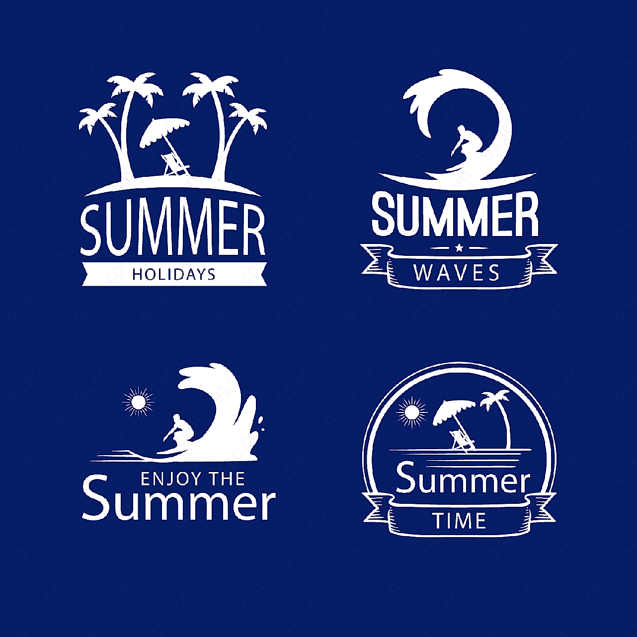 夏季度假标志矢量logo图形