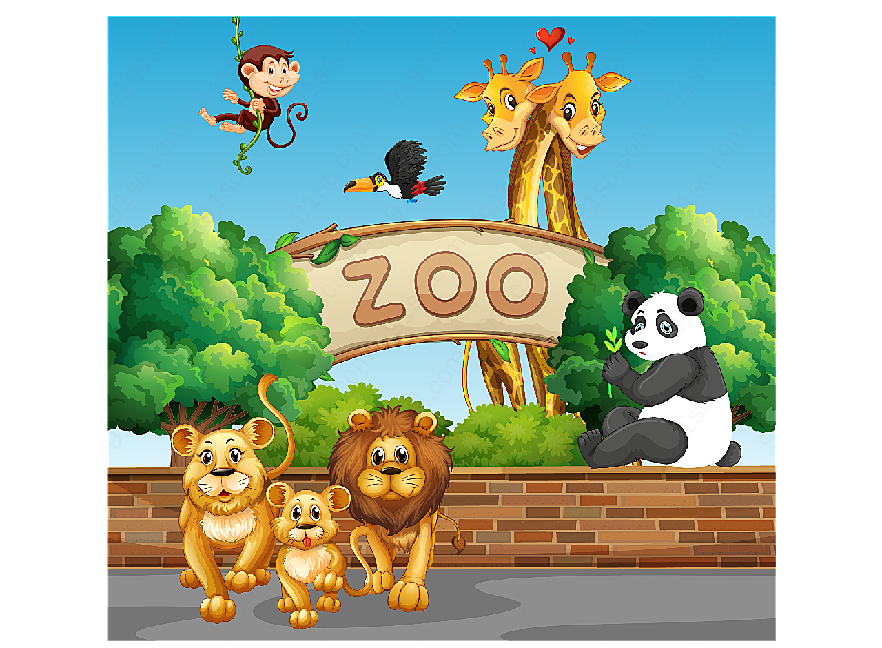 动物园里的动物矢量卡通动物
