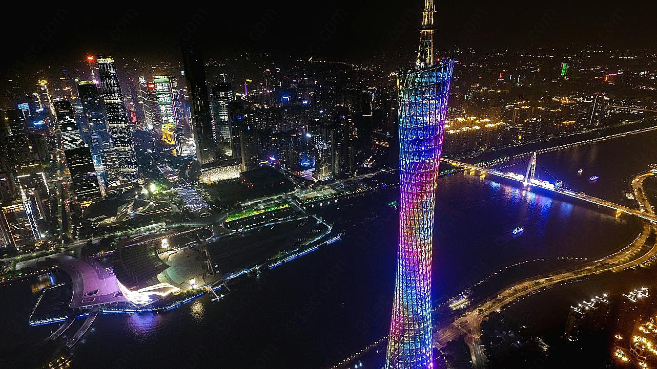 广州塔夜景图片建筑空间