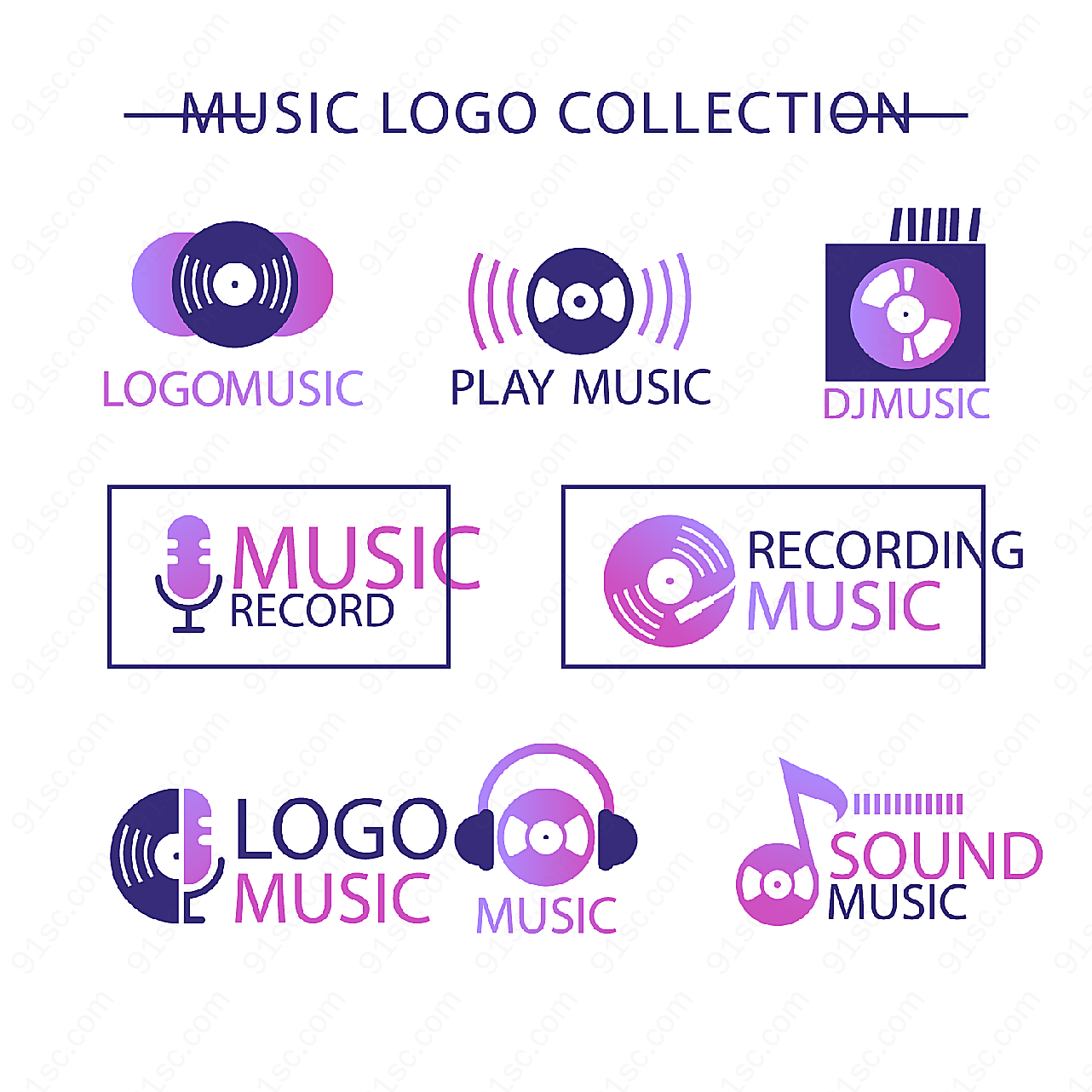 音乐元素标志矢量logo图形