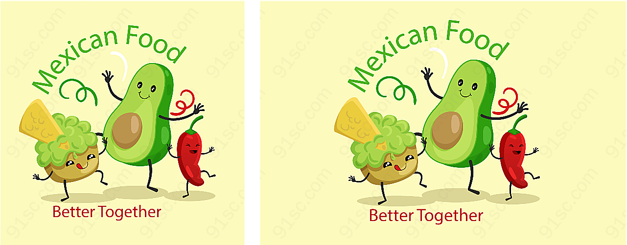 墨西哥表情食物角色角色矢量卡通角色