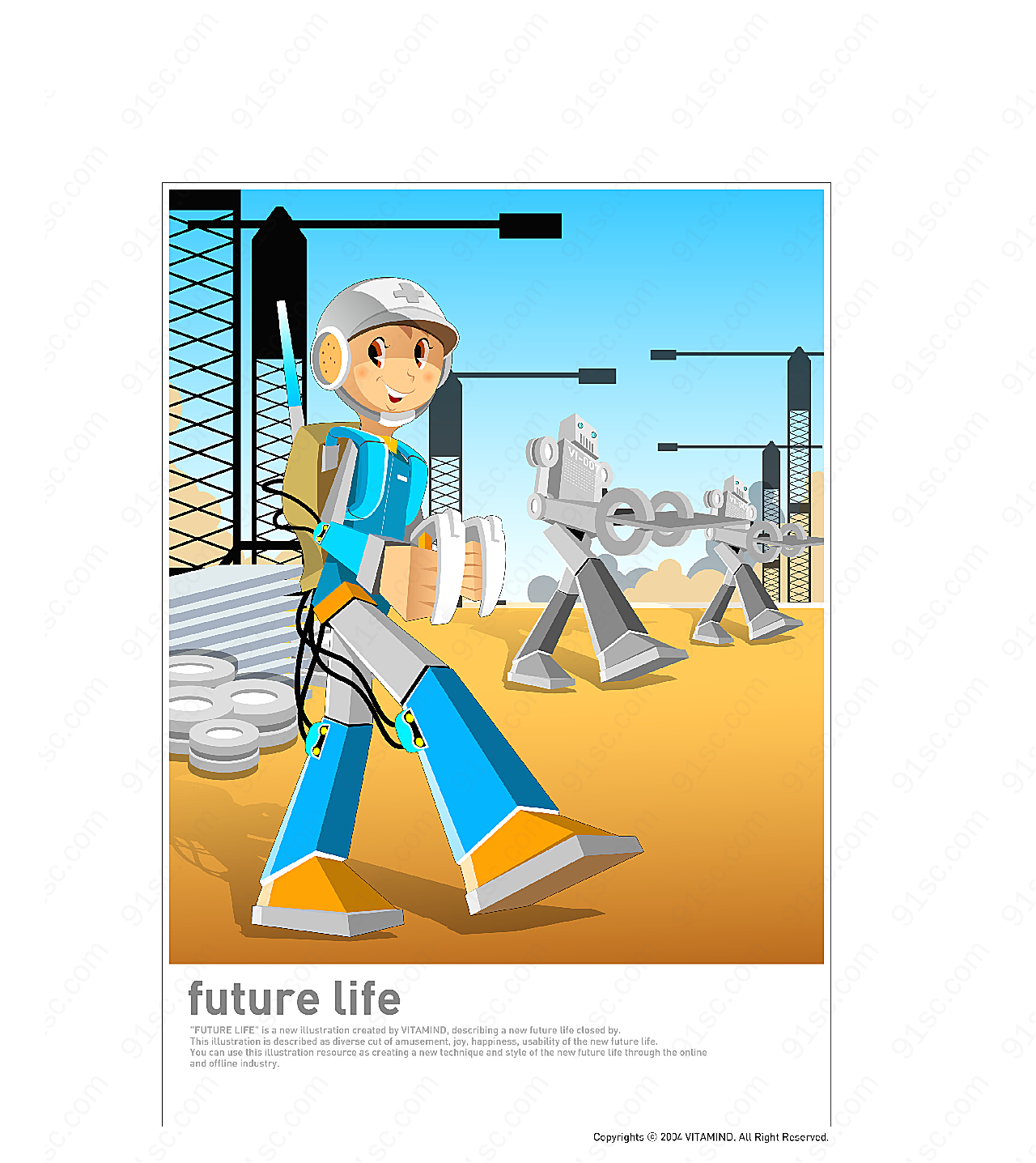 未来生活-机器人矢量生活人物