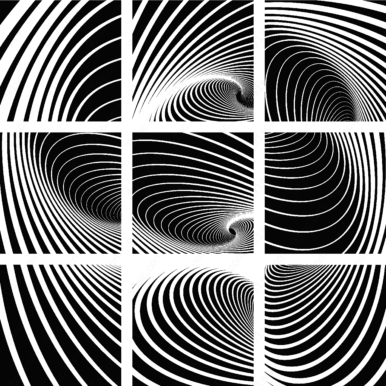 动感黑白螺旋纹矢量图案