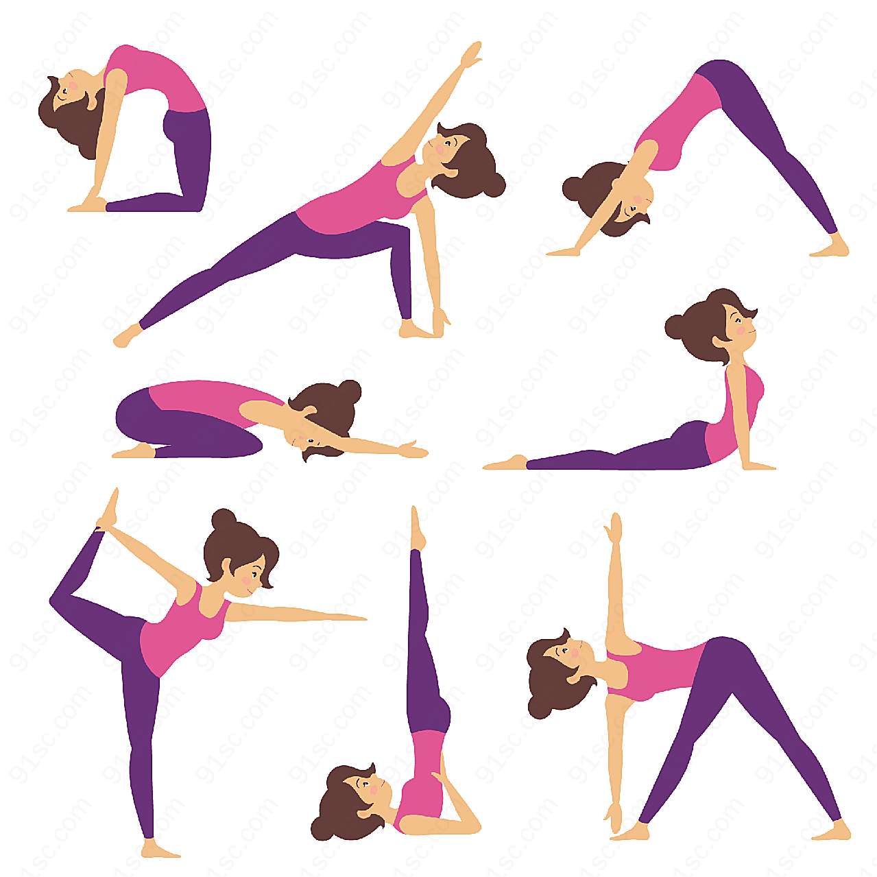 女性瑜珈运动矢量体育运动