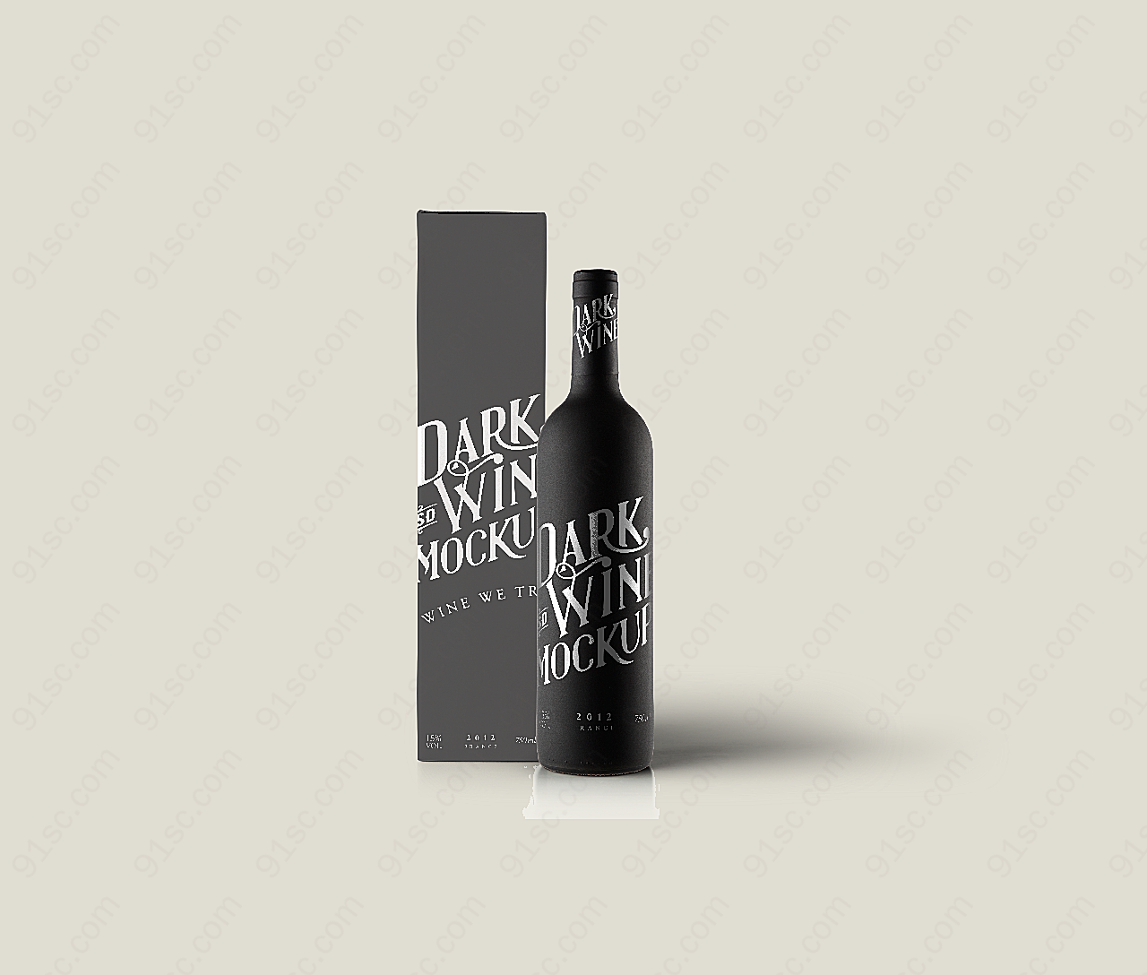 葡萄酒黑瓶子样机广告