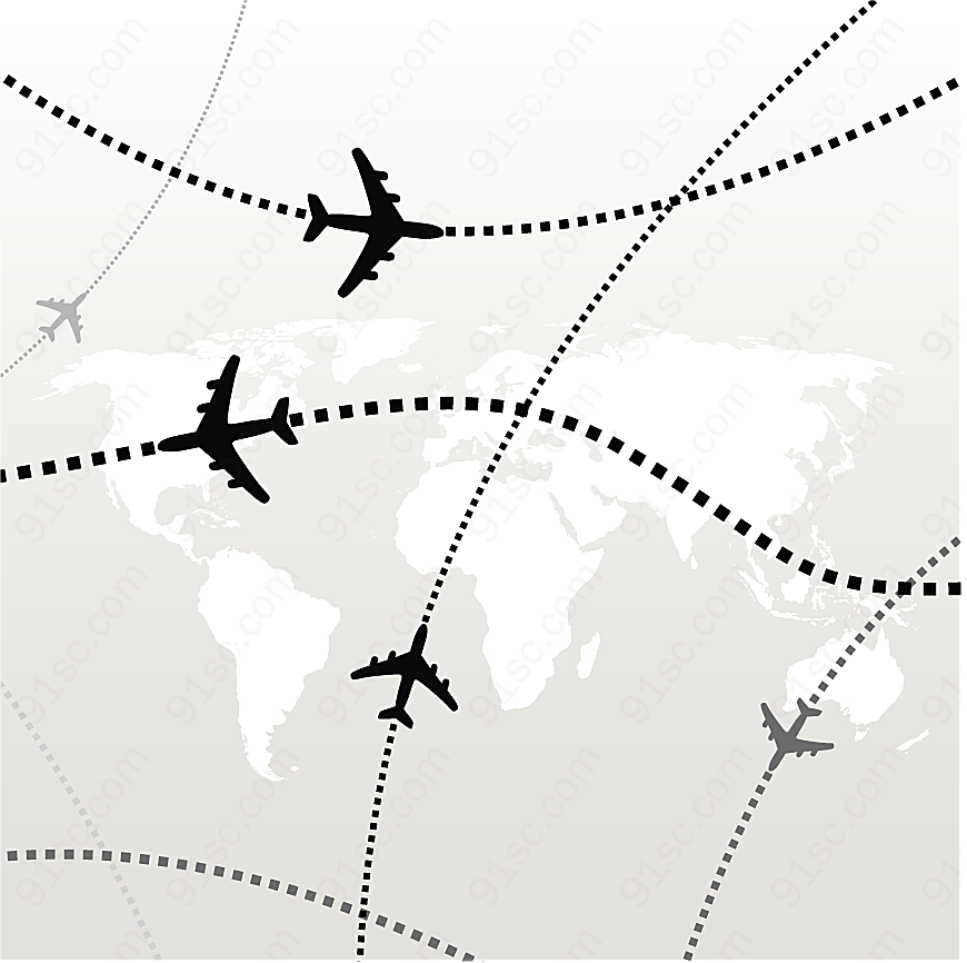 航空飞机路线矢量地图