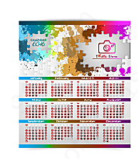 炫彩拼图2018日历年历日历矢量