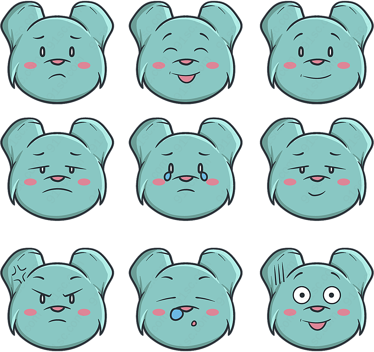 熊表情头像矢量矢量卡通动物