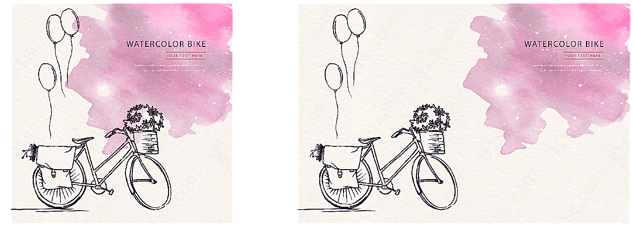 水彩绘单车和气球矢量交通