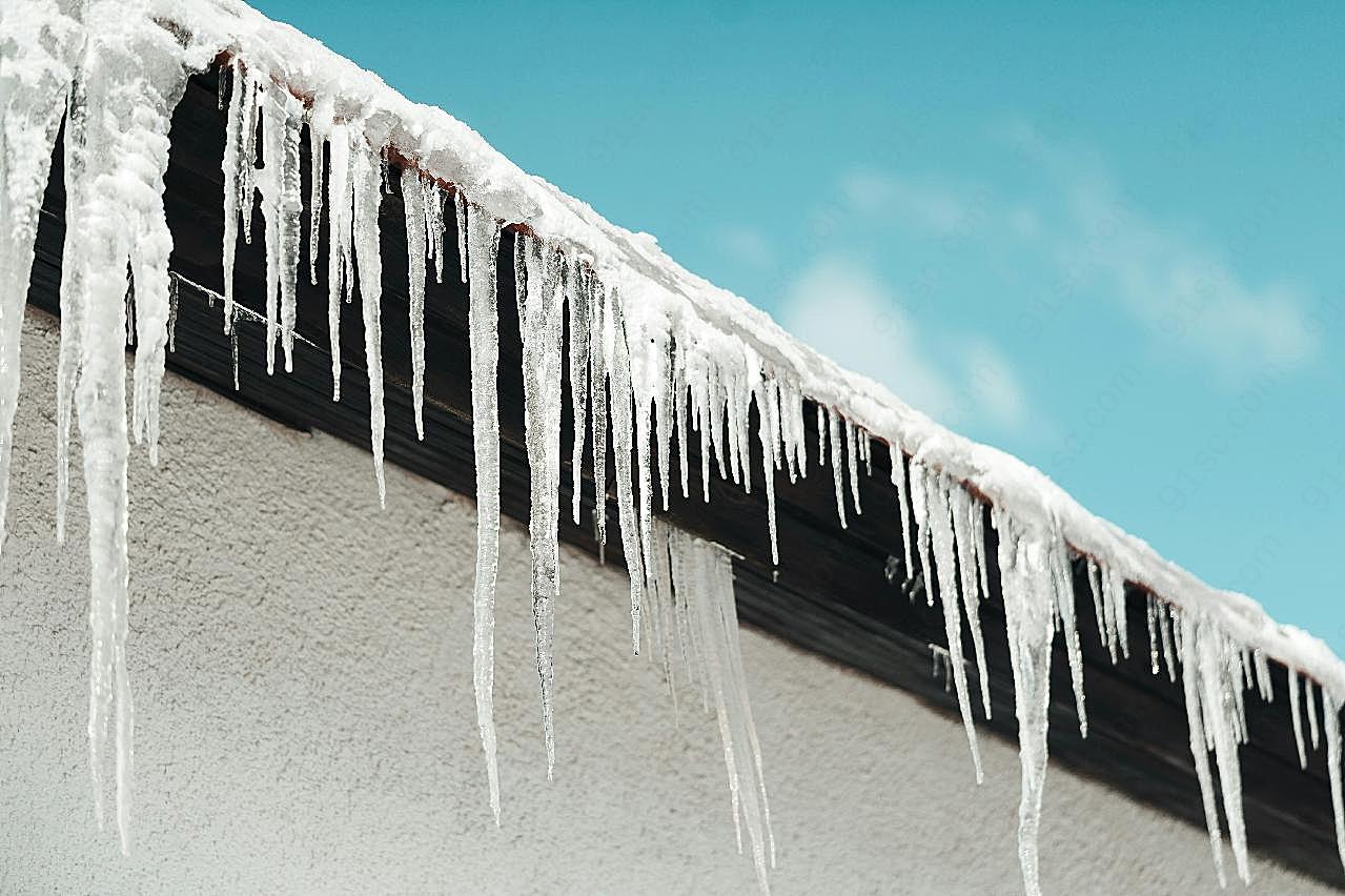 冬天屋顶冰霜图片自然