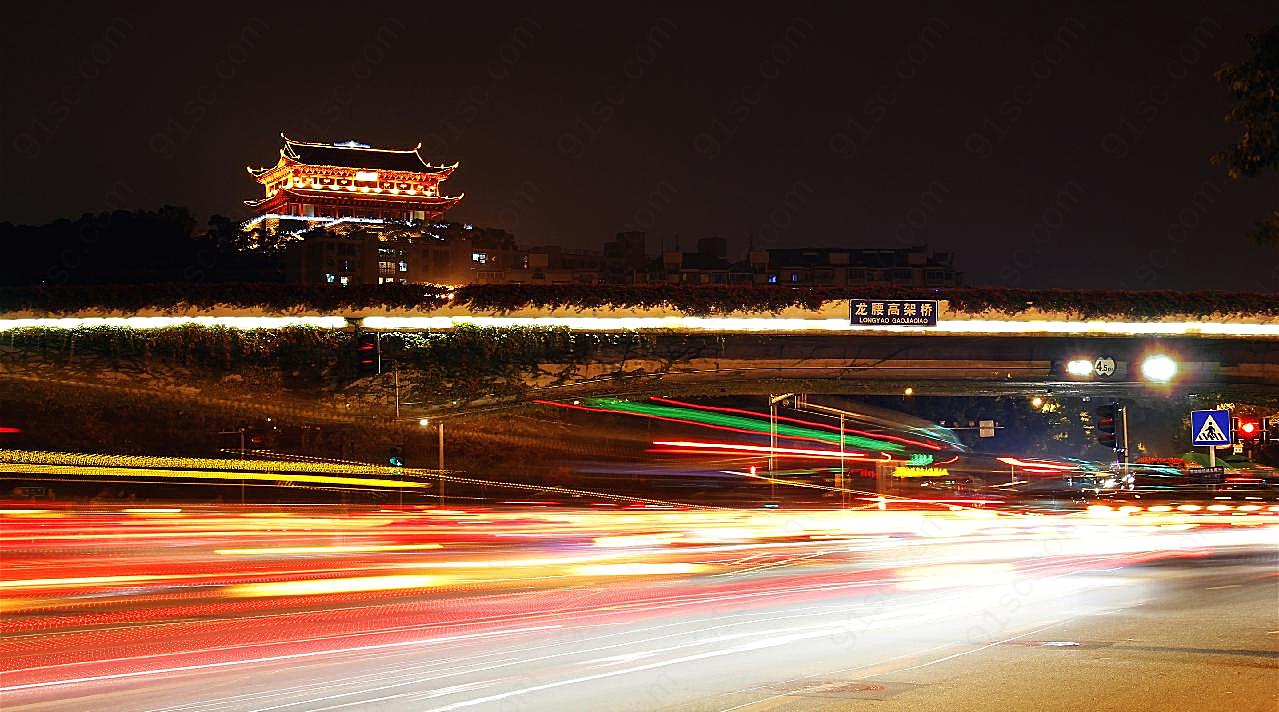 福州屏山镇海楼夜景图片高清摄影