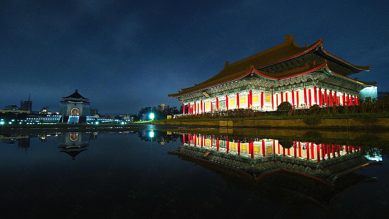 中正纪念堂夜景摄影图高清建筑