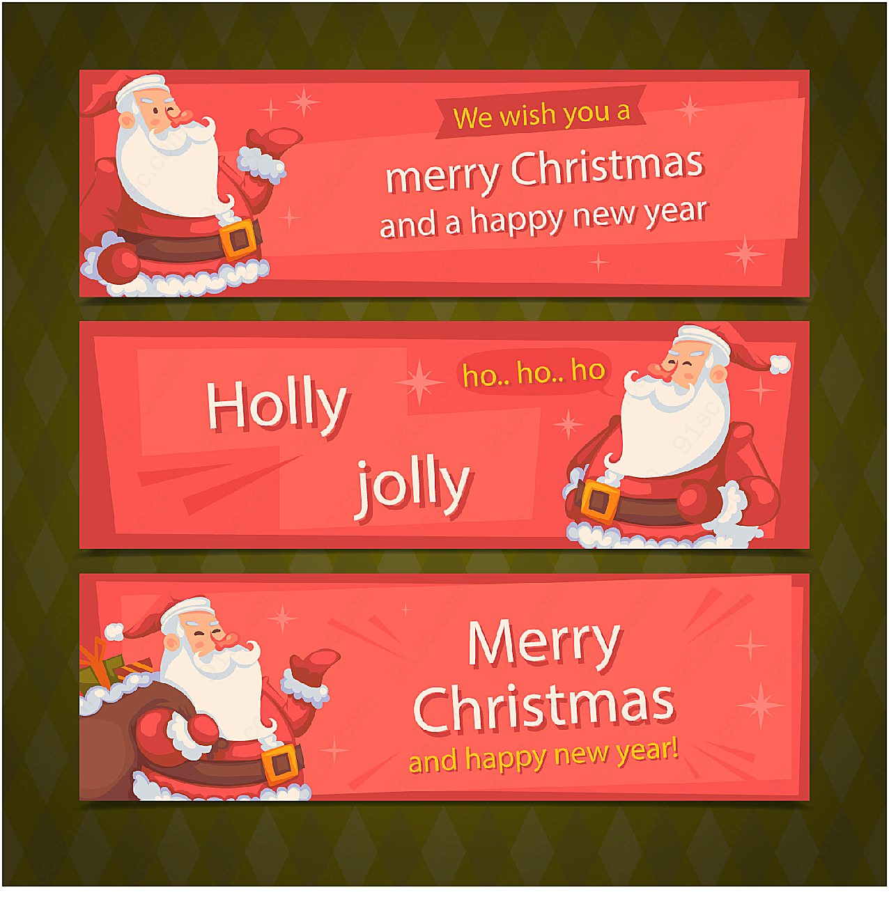 圣诞老人banner矢量圣诞节