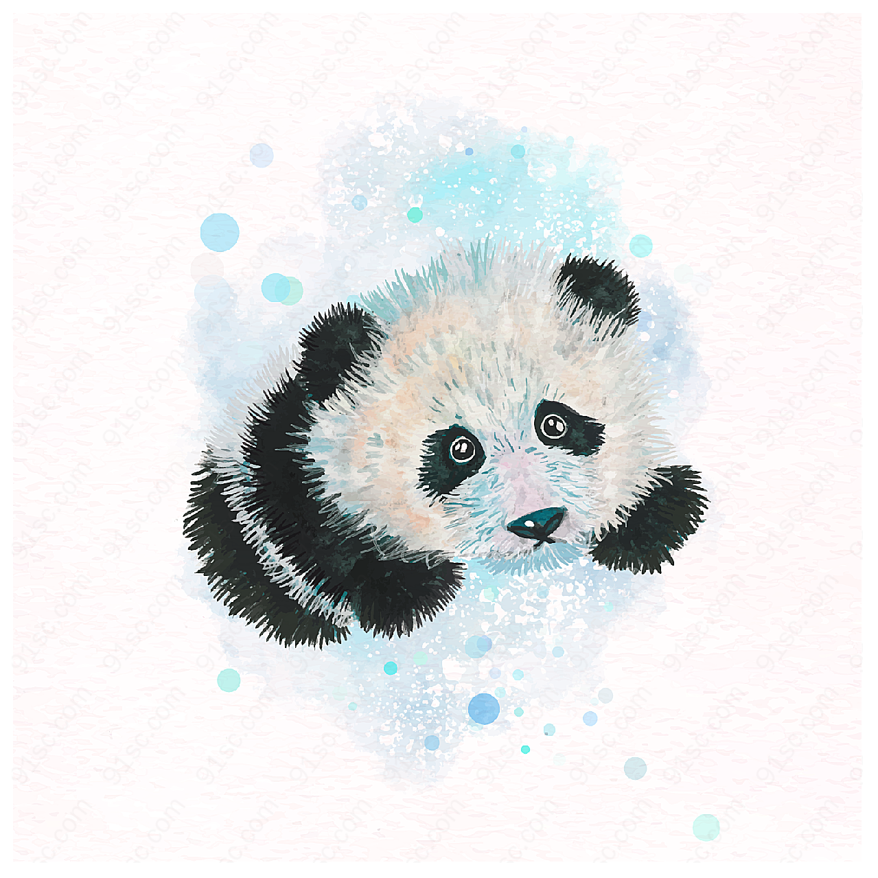 水彩绘可爱熊猫矢量野生动物