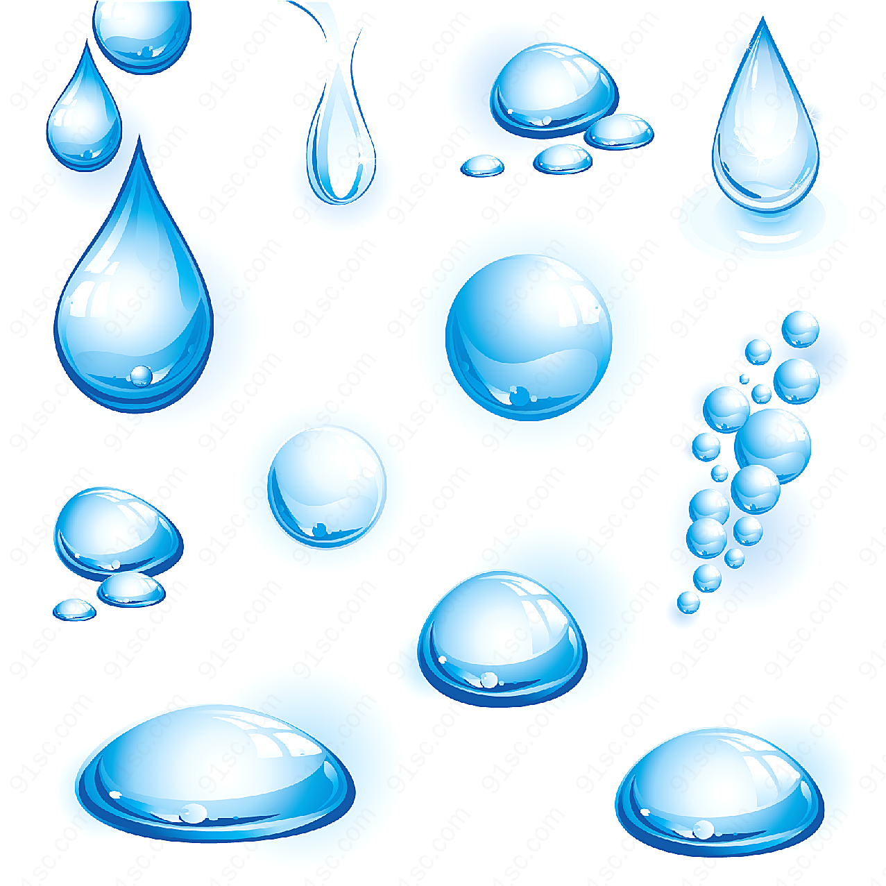 水的不同形态矢量自然元素
