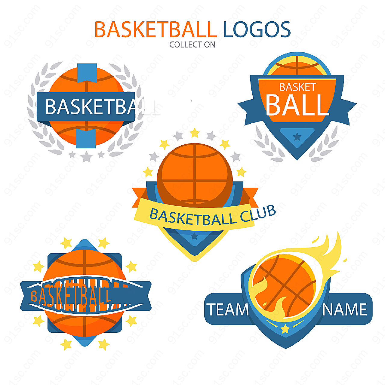 彩色篮球标志矢量logo图形