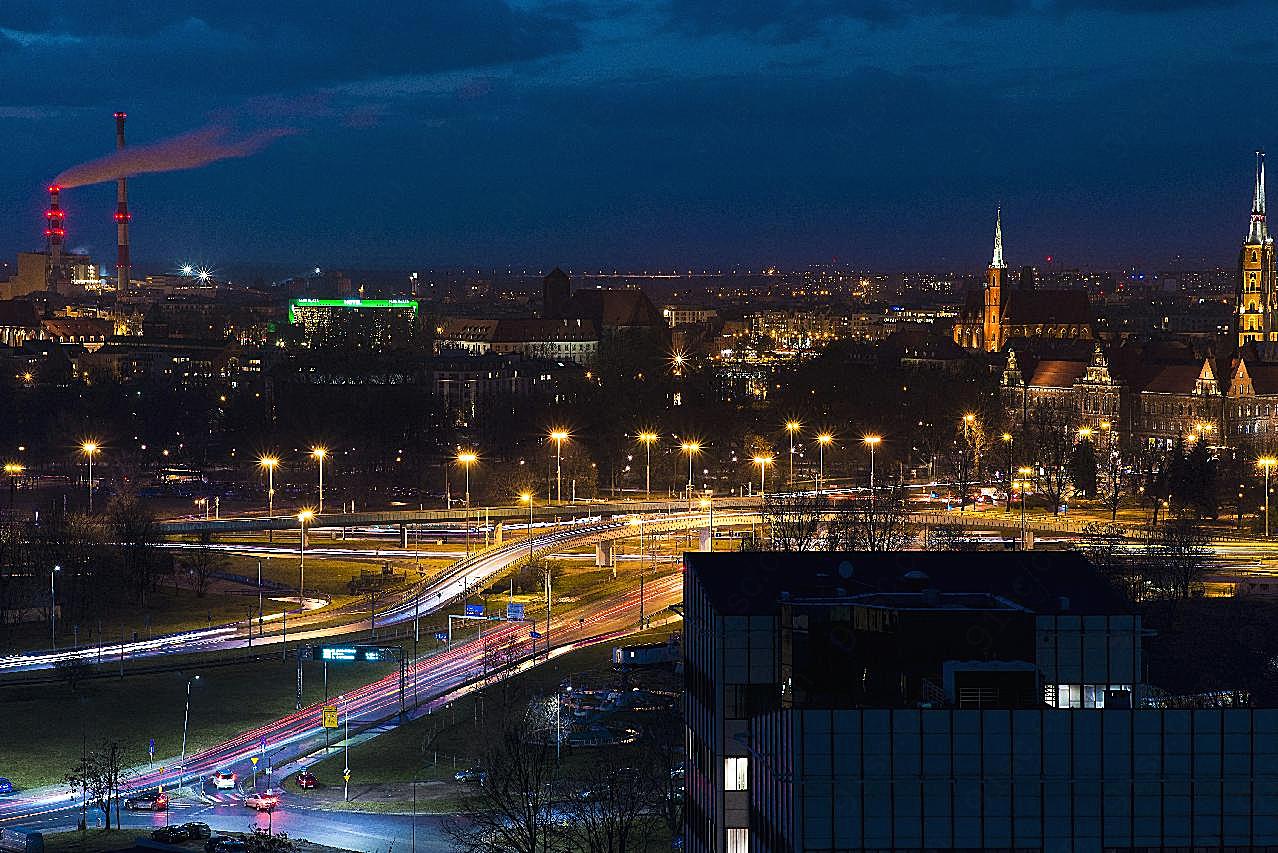 波兰城市夜景图片摄影
