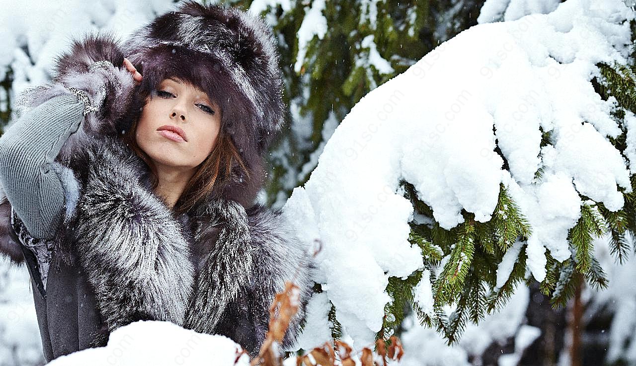 欧美模特冬季街拍图片摄影