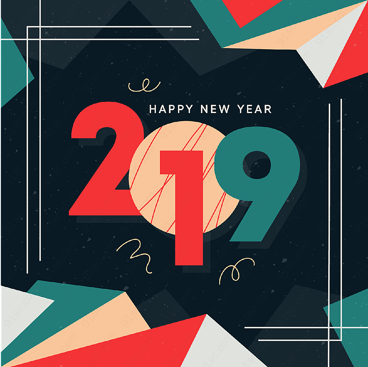 2019年艺术字矢量元旦