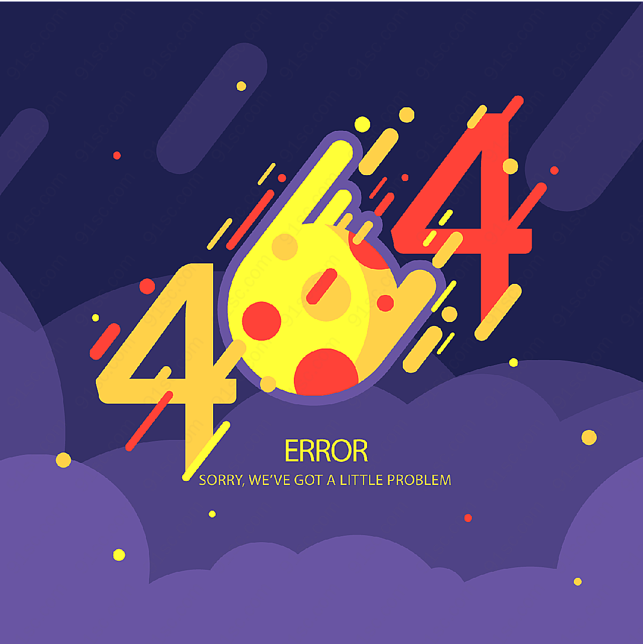 陨石404错误页面平面广告
