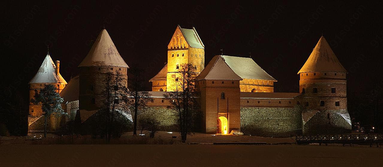 高清城堡夜景图片下载特色建筑