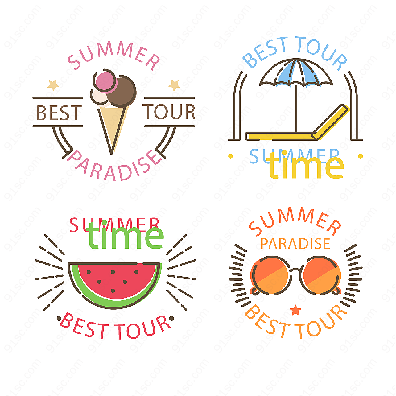 夏季度假标志矢量logo图形