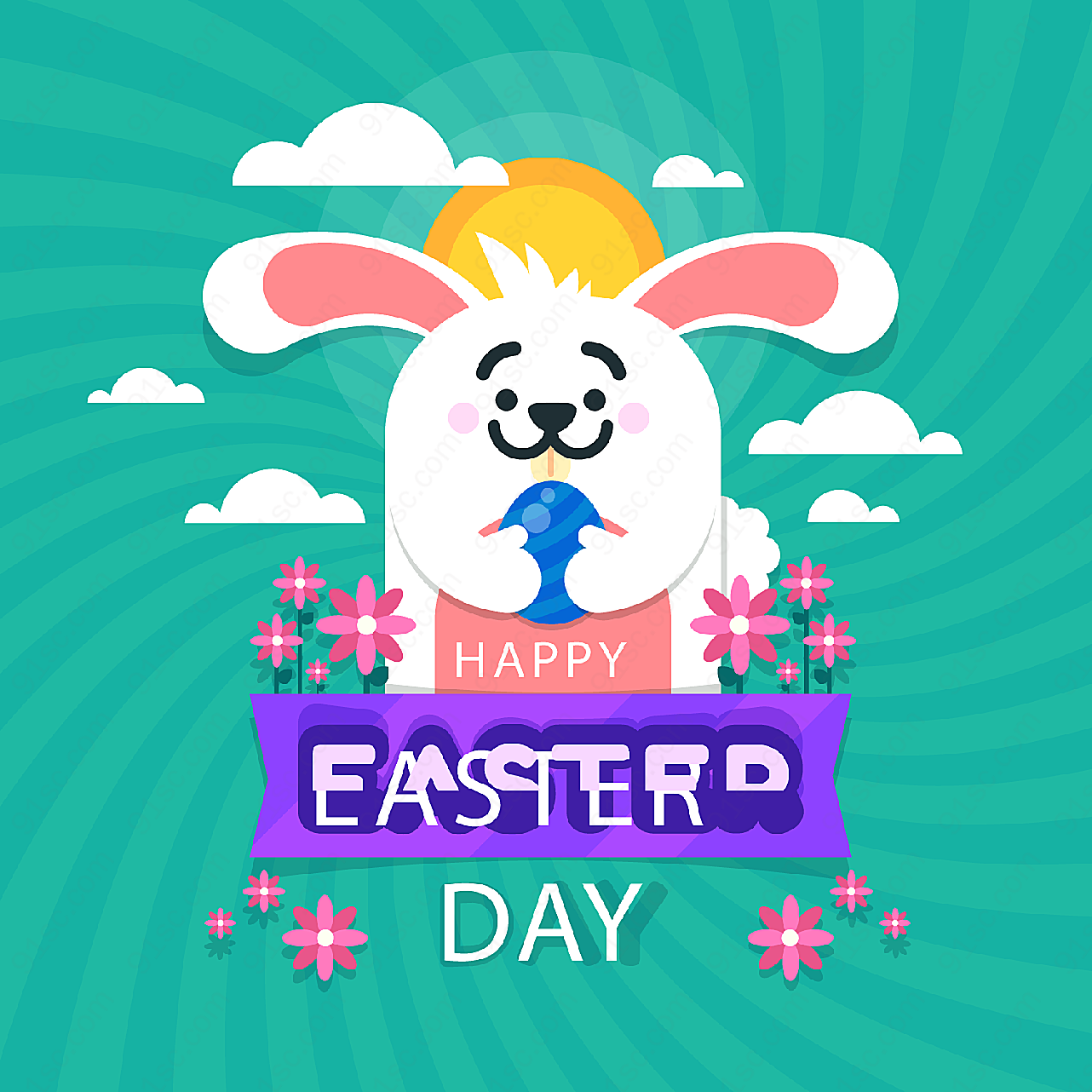 复活节抱彩蛋白兔矢量节日其它