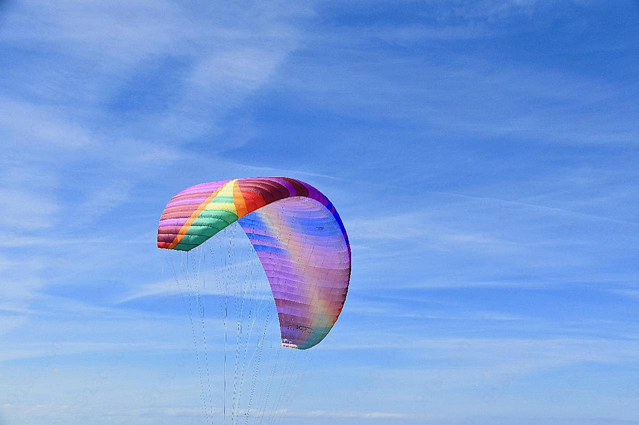 彩色滑翔伞降落图片户外运动